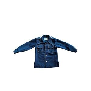 CLEARANCE [Vintage] 1970s Youth Farah Navy Blue Polyester Shirt Jacket - Size 8